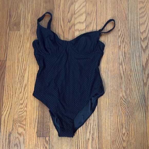 Andie Swim The Bermuda One Piece Terry Dots Swimsuit Black size XL NWT - Picture 3 of 11